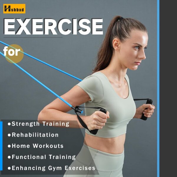 Resistance Bands with Handles for Working Out Women and Men, Exercise Bands with Door Anchor, Stretch Bands for Home Workouts, Simple Guide Included - Image 4