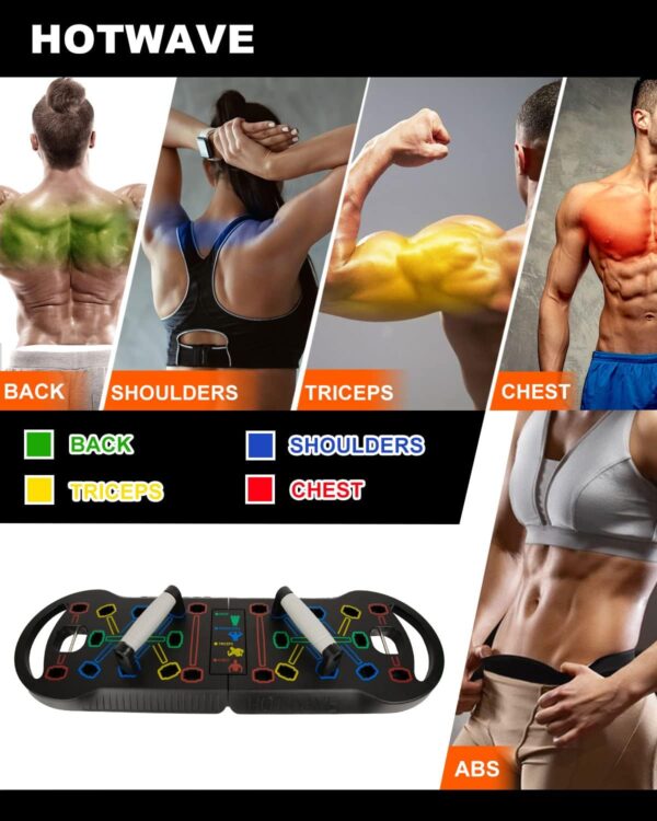 HOTWAVE Push Up Board Fitness, Portable Foldable 20 in 1 Push Up Bar at Home Gym, Pushup Handles for Floor. Professional Strength Training Equipment For Man and Women,Patent Pending - Image 2