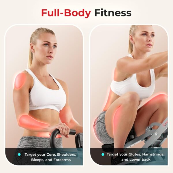 Sunny Health & Fitness Row-N-Ride Squat Assist Trainer, Foldable & Easy Setup Exercise Equipment w/Adjustable Resistance, Home Gym Training Machine for Arm, Glute & Leg Workout, Optional in Colors - Image 2