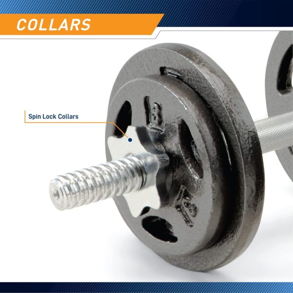 Marcy 40 lbs Adjustable Dumbbell Set with Collars for Home Gym Bodybuilding, Weight Training, Strength Training - Image 4