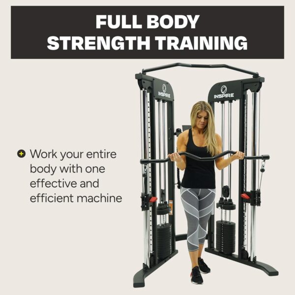 Inspire Fitness FTX Functional Trainer - Compact at Home Workout Machine with Accessories - Space Saving Design - Home Gym Cable Machine and Two 165 lb Weight Stacks - Image 3