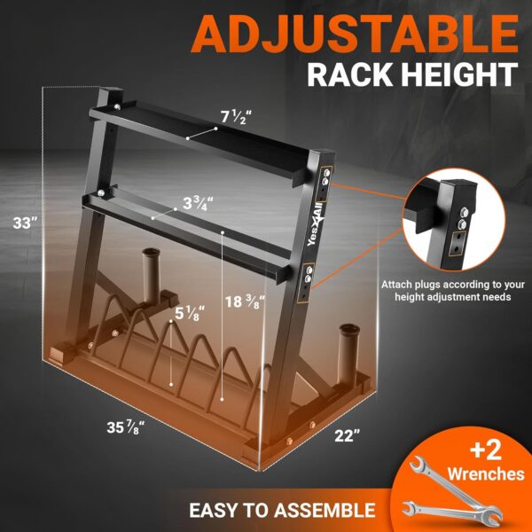 Yes4All 6 Pegs & 4 Barbell Storage Racks Load Up to 1190 LBS - Wall Mounted Weight Plate Tree & Barbell Holder - Image 2