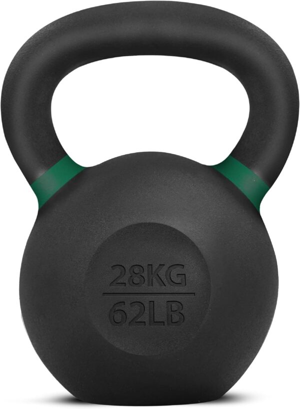 Yes4All Powder Coated Cast Iron Kettlebell Single Mint - 28 KG / 62 LB Strength Training Kettlebells Weight Set for Full Body Workout, Home Gym