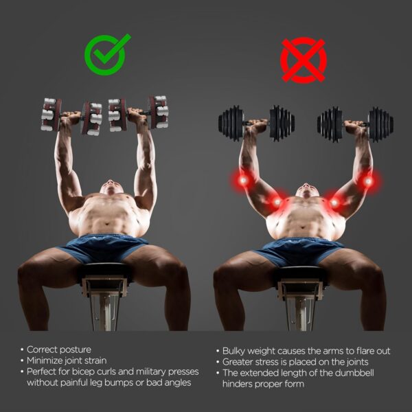 Fitness Reality 1 PAIR Adjustable Dumbbells 10-45 Pounds, 3 lbs increments, Adjustable Weight Kettlebell - Image 5