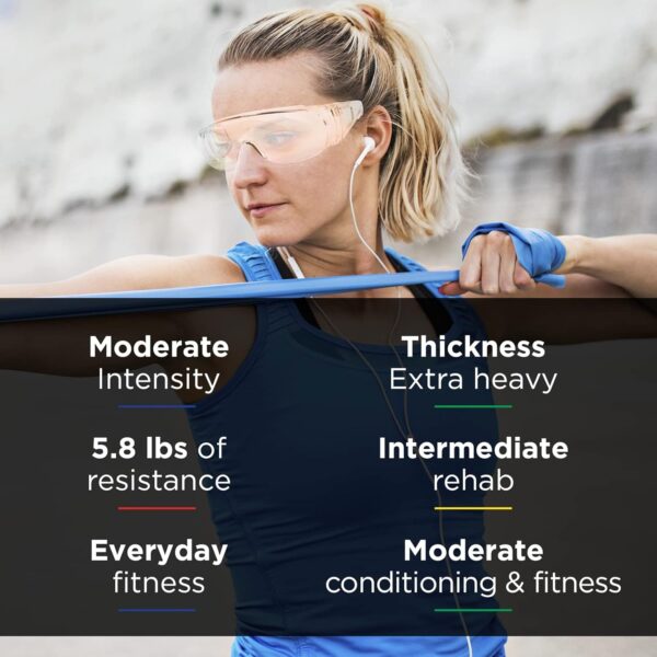 THERABAND Resistance Bands, 50 Yard Roll Professional Latex Elastic Band For Upper & Lower Body & Core Exercise, Physical Therapy, Pilates, Home Workout, Rehab, Blue, Extra Heavy, Level 5 - Image 2