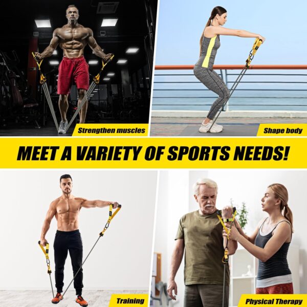 Resistance Bands, 350lbs Heavy Exercise Bands with Handles, Workout Bands Set for Working Out Men, Fitness Weight Bands for Strength Training, Stretching, Slim, Physiotherapy - Image 8