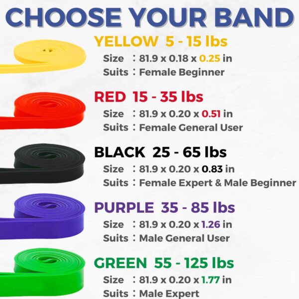 LEZER Resistance Band, Pull Up Bands, Exercise Bands, Workout Bands, Elastic Bands, Home Gym Fitness, Stretching, Physical Therapy, Training, Yoga, with Instruction - Image 2