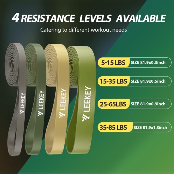 LEEKEY Resistance Bands, Exercise Bands Pull Up Assist Bands - Workout Bands Set - Bands for Working Out,Band for Men and Women Fitness Training, Physical Therapy,Home Workouts - Image 2