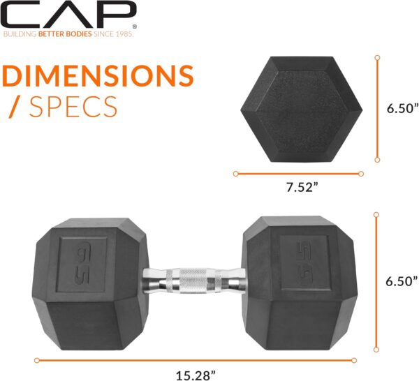 CAP Barbell 65 LB Coated Hex Dumbbell Weight, New Edition (SDRIS-65) - Image 4
