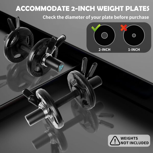 16" Olympic Dumbbell Handle, Dumbbell Bar for 2-inch Olympic Weight Plates, Loadable Dumbbells for Home Gym Strength Training, 2 Pair of Spring Collars Included - Image 5