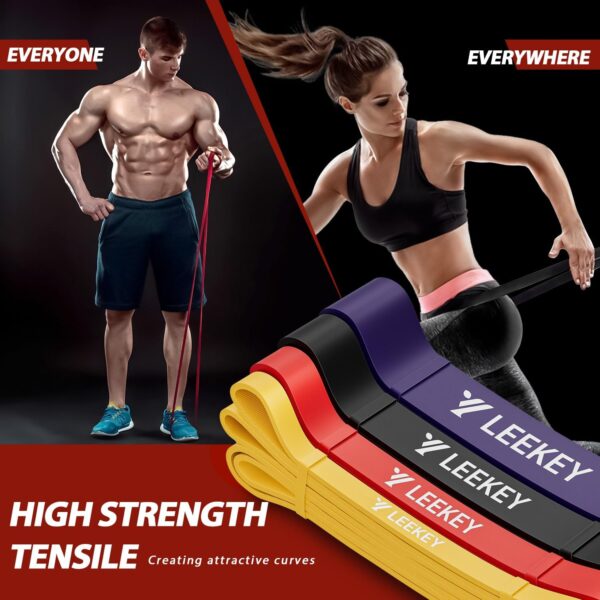 LEEKEY Resistance Bands, Exercise Bands Pull Up Assist Bands - Workout Bands Set - Bands for Working Out,Band for Men and Women Fitness Training, Physical Therapy,Home Workouts - Image 4