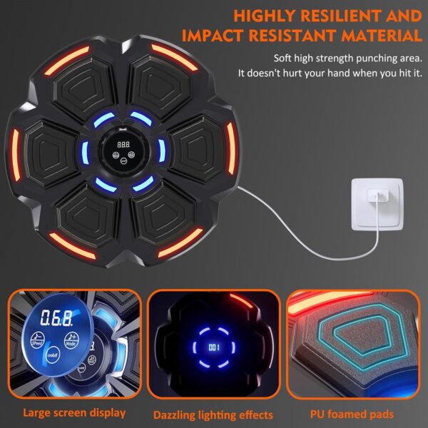 snawowo Music Boxing Machine for Adults, Bluetooth Music Punching Machine with Gloves, Electronic LED Boxing Training Equipment Wall Mounted, 9 Modes & 9 Speeds, Home Indoor Workout Trainer Equipment - Image 5