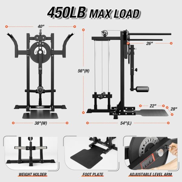 GMWD Multiple Hip Abductor Machine, Adjustable Standing Hip Abductor Adductor Machine with 9 Height Setting, 450lbs Capacity Plate Loaded Inner and Outer Thigh Machine for Home Gym - Image 6