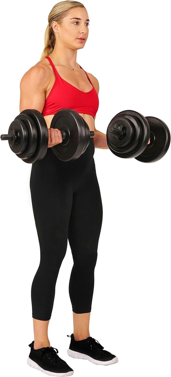 Sunny Health & Fitness Exercise Vinyl 40 Lb Dumbbell Set Hand Weights for Strength Training, Weight Loss, Workout Bench, Gym Equipment, and Home Workouts - Image 5