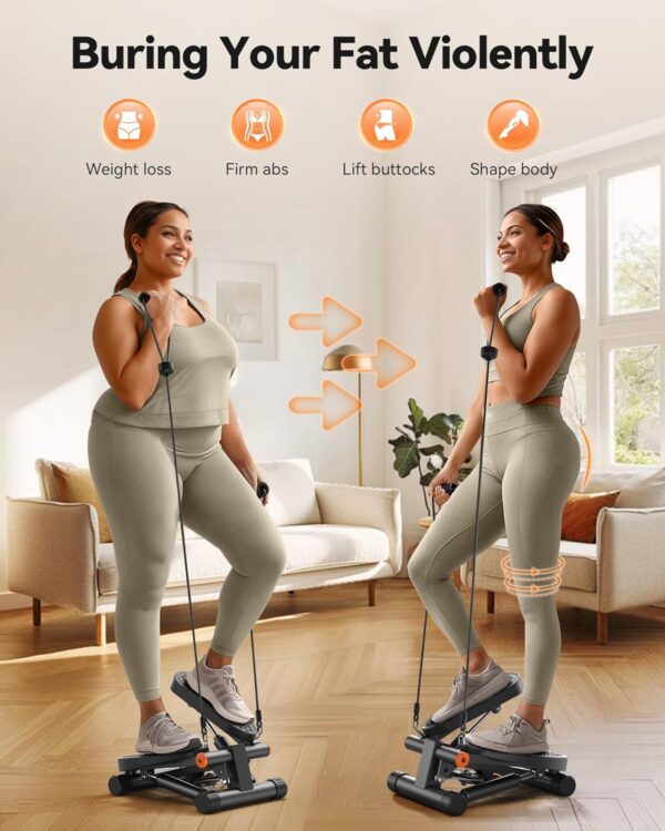 Niceday Steppers for Exercise, Mini Stair Stepper with Resistance Bands at Home Workout Equipment with 300LBS Loading Capacity, Hydraulic Fitness Stepper with LCD Monitor - Image 2