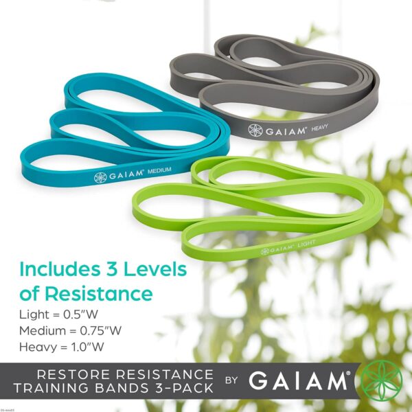 Gaiam Restore Resistance Training Workout Pull Up Bands 3 Pack - Extra-Strong Durable Progressive Resistance Exercise Loop Cords for Assisted Pull Ups and Strength Bands Training - Image 6
