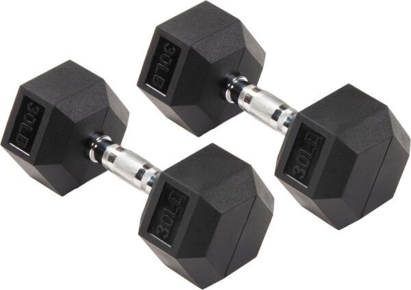 Premium Rubber Encased Hex Dumbbell, Pairs - Image 2