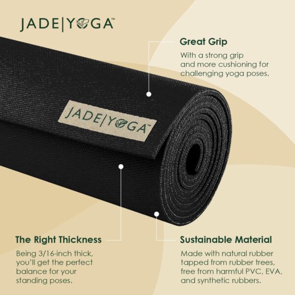 JadeYoga Harmony Yoga Mat - Durable & Thick Gym Fitness Mat, Non-Slip Natural Rubber Yoga Mat - Home Exercise & Stretching Mat, Workout Mat - Yoga, Pilates & Meditation for Women & Men - Image 3