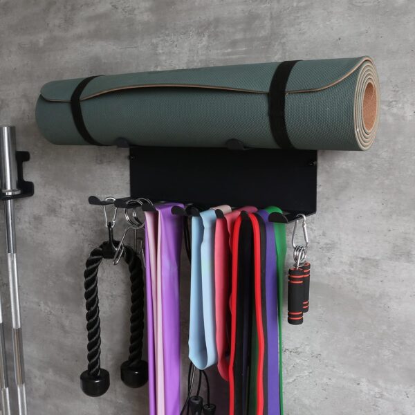 Multi-Purpose Gym Equipment Storage Rack Resistance Bands Storage Hanger Barbell Rack Heavy Duty Gym Rack for Exercise Bands, Lifting Belts and Jump Ropes - Image 4