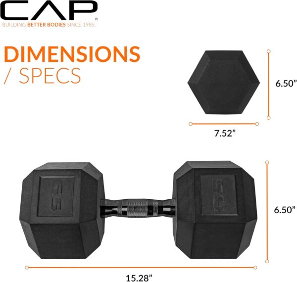 CAP Barbell 65 LB Coated Hex Dumbbell Weight with Black Handle - Image 4