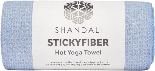 Shandali Hot Yoga Towel - Stickyfiber Yoga Towel - Mat-Sized, Microfiber, Super Absorbent, Anti-Slip, Injury Free, 24" x 72" - Best Bikram Yoga Towel - Exercise, Fitness, Pilates, and Yoga Gear