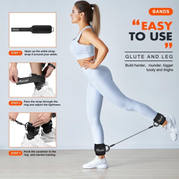 Ankle Resistance Bands, Ankle Bands for Working Out with Cuffs, Resistance Bands for Leg Butt Training Workout Equipment for Kickbacks Hip Gluteus Training Exercises, Ankle Strap with Exercise Bands - Image 6