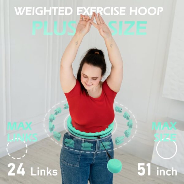 Weighted Hula Circle for Adults Weight Loss, Infinity Fitness Hoop Plus Size 51 Inch with Sweat Belt, Include 27 Detachable Links and Waist Trainer for Women - Image 2