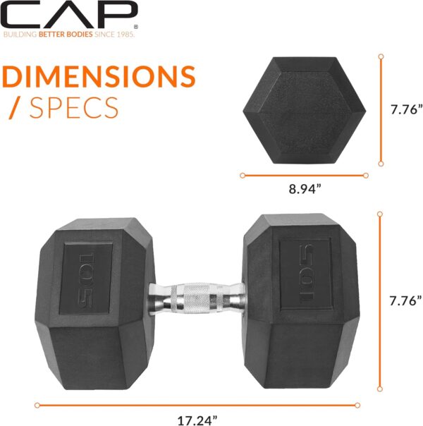 CAP Barbell 105 LB Coated Hex Dumbbell Weight, New Edition (SDRIS-105) - Image 4