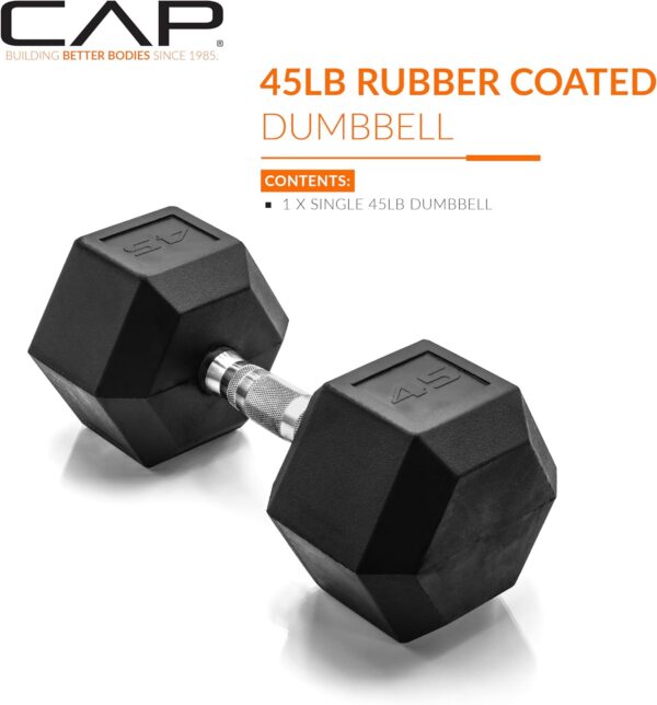 CAP Barbell 45 LB Coated Hex Dumbbell Weight, New Edition - Image 2