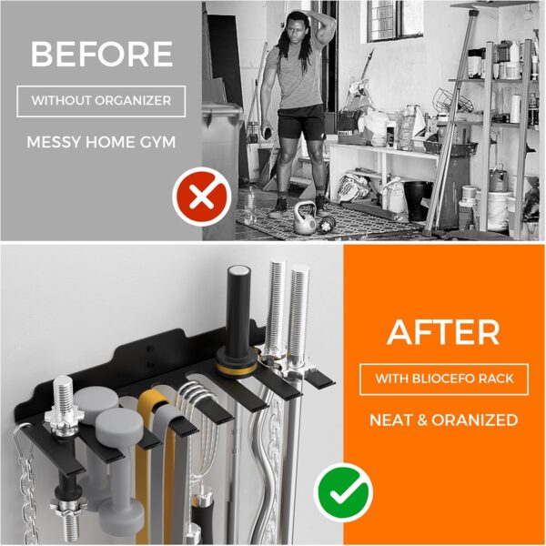 Olympic Barbell Hanger,Garage Gym Bar Wall Rack,Vertical Barbell Mount Rack,Black Powder Coated,Space Saving Commercial or Home Gym Accessory,Holds Under 33mm Bar Size - Image 4
