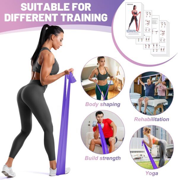 Resistance Bands Set, 5 Pcs Exercise Bands Elastic Stretch Bands for Yoga Pilates Fitness Stretching Strength Training, Workout Bands for Home Gym - Image 4