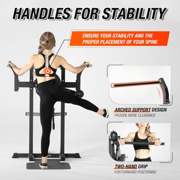 GMWD Multiple Hip Abductor Machine, Adjustable Standing Hip Abductor Adductor Machine with 9 Height Setting, 450lbs Capacity Plate Loaded Inner and Outer Thigh Machine for Home Gym - Image 3