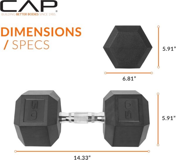 CAP Barbell 50 LB Coated Hex Dumbbell Weight, New Edition - Image 4