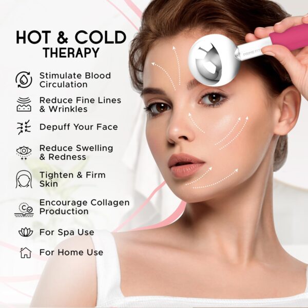Ice Globes for Facials | Unbreakable Steel Cooling Roller | Cryo Sticks for Face | Massager for Face Neck & Eyes | Skin Care for Dark Circles, Puffiness, Wrinkles, Collagen Production (PINK) - Image 3