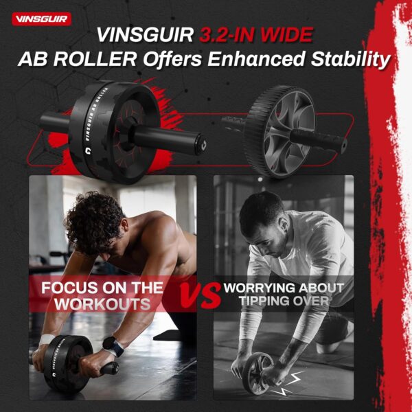 VINSGUIR Ab Roller Wheel, Abs & Core Workout Equipment for Home Gym with Knee Pad Accessories, Abdominal Wheel for Full-body Strength Training - Image 2