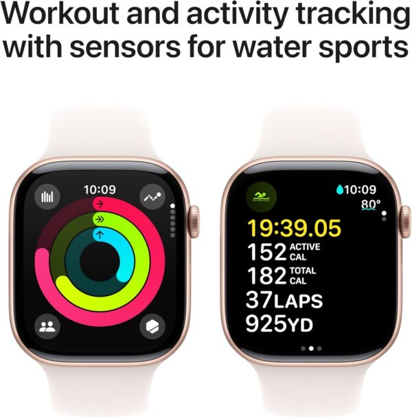 Apple Watch Series 10 [GPS 46mm] with Rose Gold Aluminium Case with Light Blush Sport Band - M/L. Fitness Tracker, ECG App, Always-On Retina Display, Water Resistant with AppleCare+ (2-Years) - Image 4