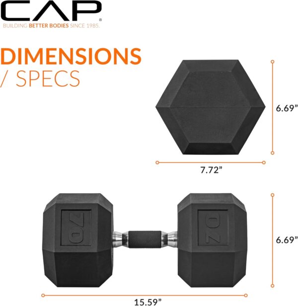 CAP Barbell Coated Dumbbell Weights with Padded Grip, Single, 70 Pounds - Image 4