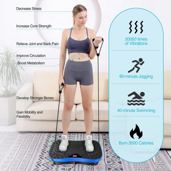 AXV Vibration Plate Fitness Platform Exercise Machine Vibrating Lymphatic Drainage Shaking Workout Full Body Shaker Vibrate Stand Shake Board Sport Gym Pad for Weight Loss Fat Burner for Women Men - Image 7