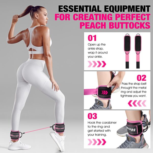 Ankle Resistance Bands with Cuffs, Ankle Bands for Working Out, Ankle Resistance Band for Leg, Booty Workout Equipment for Kickbacks Hip Fitness Training, Exercise Bands for Butt Lift Women - Image 5