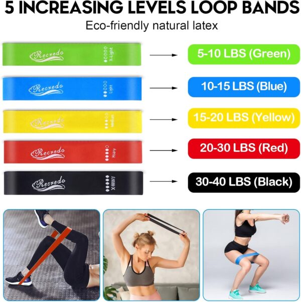 Resistance Bands Set 17pcs, Resistance Band, Exercise Bands Fitness Workout with Wide Handles, Door Anchor, Steel Clasp, Carry Bag, Ankle Straps for Home Gym Outdoor Travel (23PCS-Colour) - Image 2