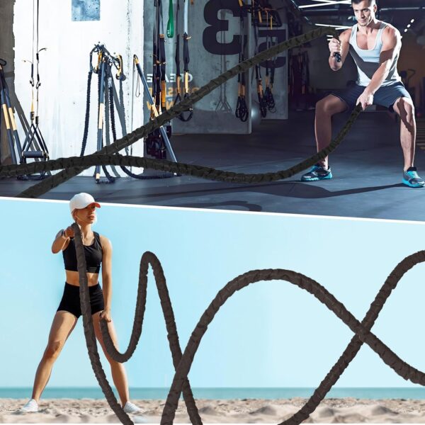 Battle Rope Battle Ropes for Exercise Workout Rope Exercise Rope Battle Ropes for Home Gym Heavy Ropes for Exercise Training Ropes for Working Out Weighted Workout Rope Exercise Workout Equipment - Image 6