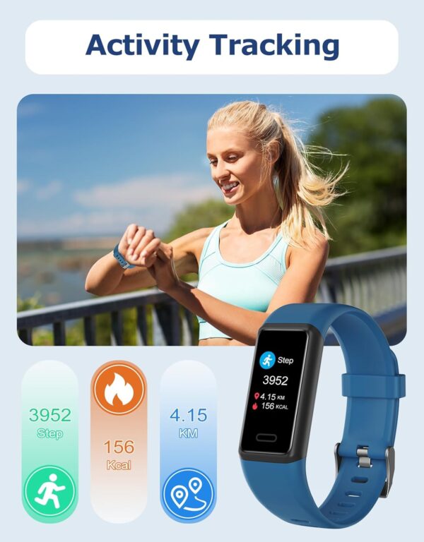 Fitness Tracker, Fitness Watches for Men Women with 24/7 Heart Rate Monitor Sleep Tracker Step/Calorie Counter Stopwatch Pedometer IP68 Waterproof - Image 2