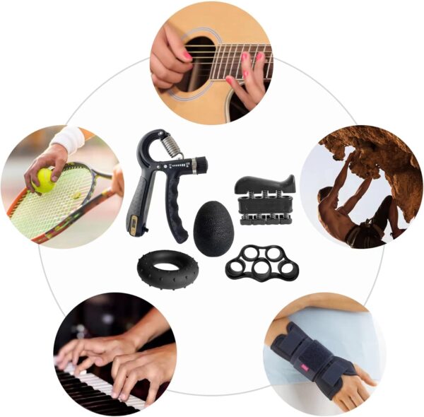 FLYFE Grip Strength Trainer Kit (5 Pack), Forearm Strengthener, Hand Squeezer Adjustable Resistance, Finger Stretcher, Grip Ring, Relief Ball and Finger Exerciser for Men and Women, Injury Recovery - Image 6