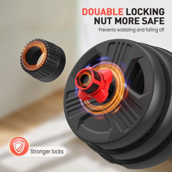 Adjustable Dumbbells Set, 20/30/40/55/60/70/80/90lbs Free Weight Set with Connector, 2 or 3 in 1 Dumbbells Set Used as Barbell, Kettlebells, Fitness Exercises for Home Gym Suitable Men/Women - Image 6