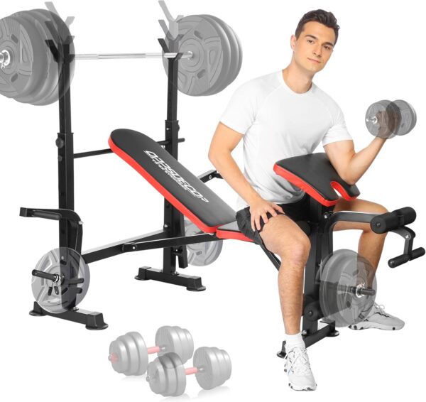 OPPSDECOR 660lbs 6 in 1 Weight Bench Set with Squat Rack Adjustable Workout Bench with Leg Developer Preacher Curl Rack Fitness Strength Training for Home Gym - Image 4