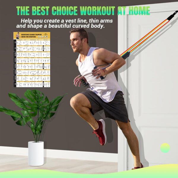 Resistance Bands Set with Yellow Handles, Exercise/Workout/Fitness Bands with Door Anchor, Legs Ankle Straps for Resistance Training，Physical Therapy，Home Gym Workout - Image 6