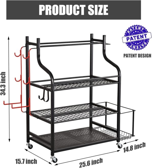Mythinglogic Yoga Mat Storage Racks,Home Gym Storage Rack for Dumbbells Kettlebells Foam Roller, Yoga Strap and Resistance Bands, Workout Equipment Storage Organizer With Hooks and Wheels - Image 9