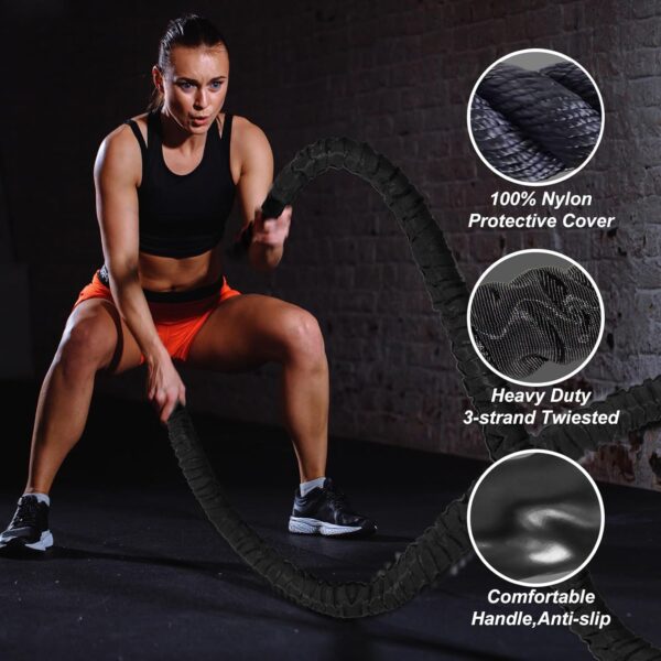 Battle Rope Battle Ropes for Exercise Workout Rope Exercise Rope Battle Ropes for Home Gym Heavy Ropes for Exercise Training Ropes for Working Out Weighted Workout Rope Exercise Workout Equipment - Image 4