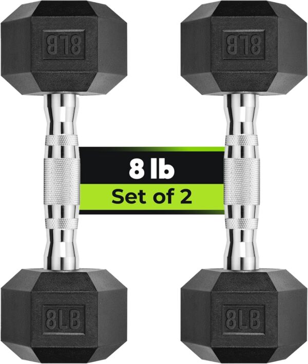 Hex Dumbbell Set, 2.5-125 lb Rubber Encased Exercise & Fitness Dumbbells, Weights Dumbbells Set of 2, Hand Weight for Strength Training (Single, Pair, Set)