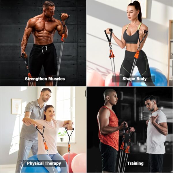Resistance Bands, Heavy Exercise Bands with Handles, Fitness Bands for Working Out, Workout Bands for Men and Women, Weight Bands Set for Muscle Training, Strength, Yoga, Home Gym Equipment - Image 8